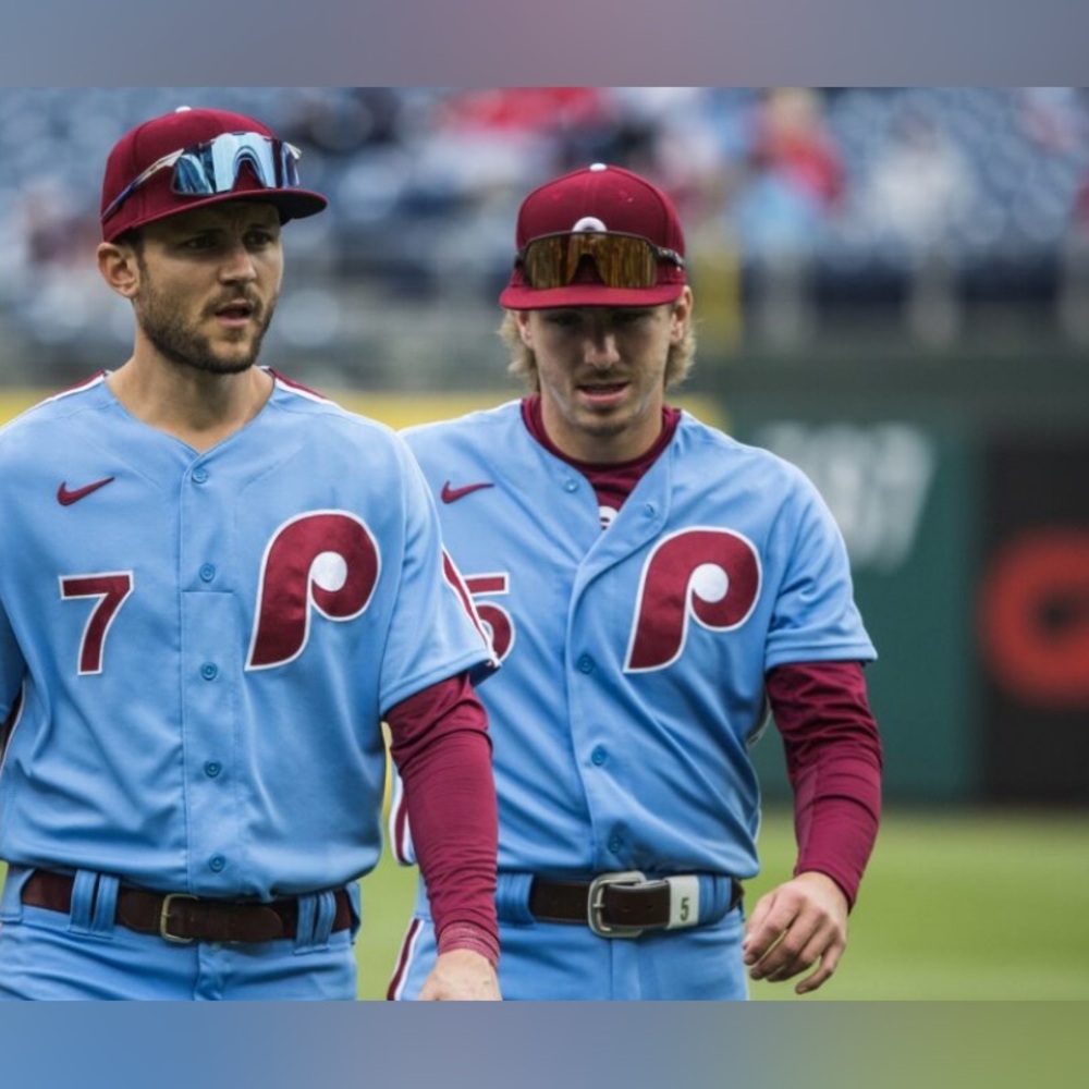 Nike Authentic Blue Philadelphia Phillies Throwback Baseball Jersey Mens Sz: XL - Picture 4 of 8